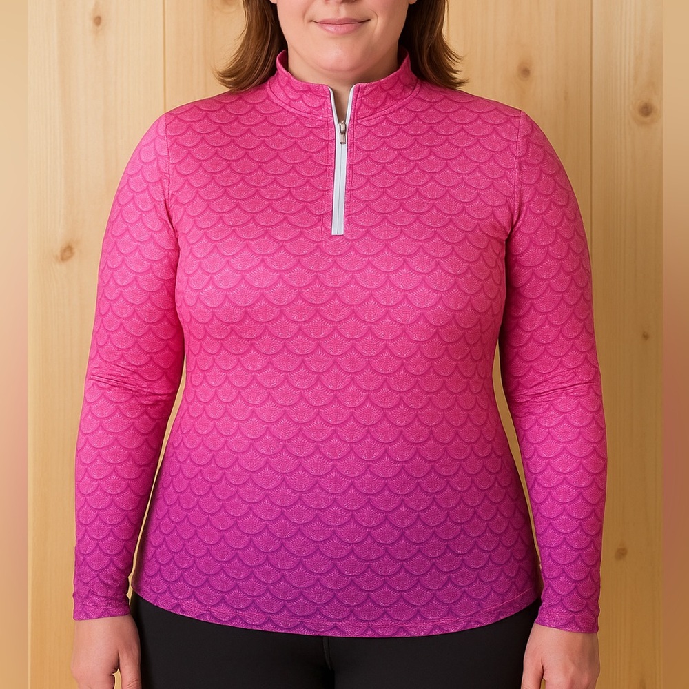 CE GOLFS Women’s 1/4 Zip Shirt Size XL Lightweight athletic Sporty Pink Purple